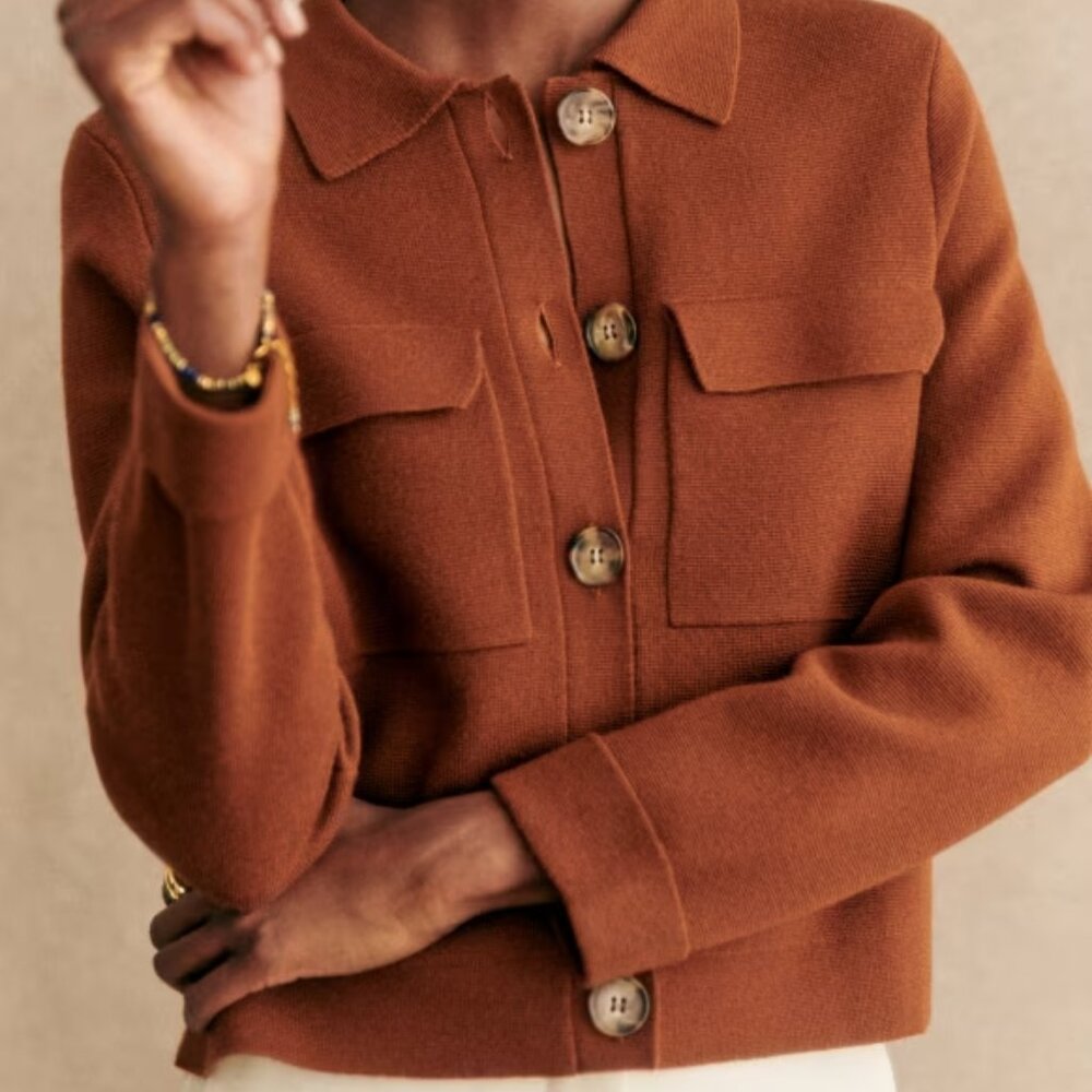 Sezane Betty Cardigan in Hazelnut